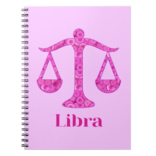 Zodiac-Zeichen für Libra in Magenta und Rosa Notizblock (Vorderseite)
