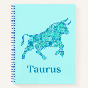 Zodiac-Zeichen für Taurus in Shades Blue Journal Notizbuch