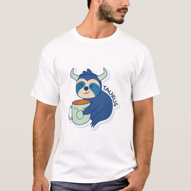 ZODIAC-ZEICHEN MIT SLOTHEN UND KAFFETAURUS T-Shirt (Vorderseite)
