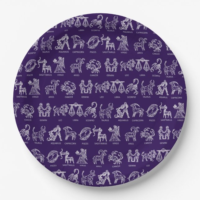 Zodiac-Zeichen-Papierplatte(Lila) Pappteller (Vorderseite)