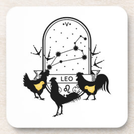 Zodiac-Zeichen und Matching-Haustiere. Leo - Huhn. Getränkeuntersetzer