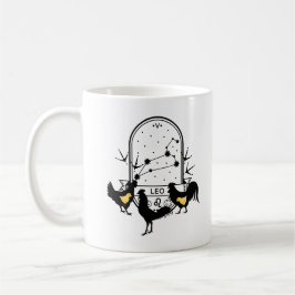 Zodiac-Zeichen und Matching-Haustiere. Leo - Huhn. Kaffeetasse