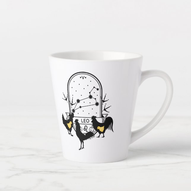 Zodiac-Zeichen und Matching-Haustiere. Leo - Huhn. Milchtasse (Rechts)