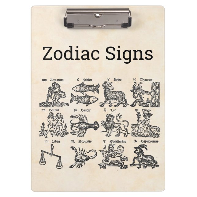Zodiac-Zeichen-Zwischenablage Klemmbrett (Vorderseite)