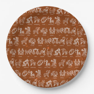 Zodiac-Zeichenpapierplatte (Orange) Pappteller