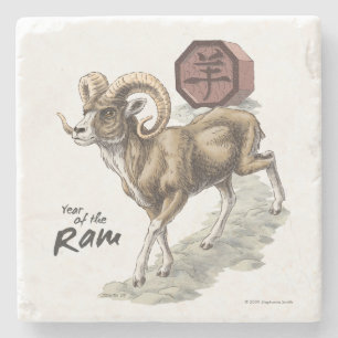 Zodiaka Jahr der Ram Animal Art Steinuntersetzer