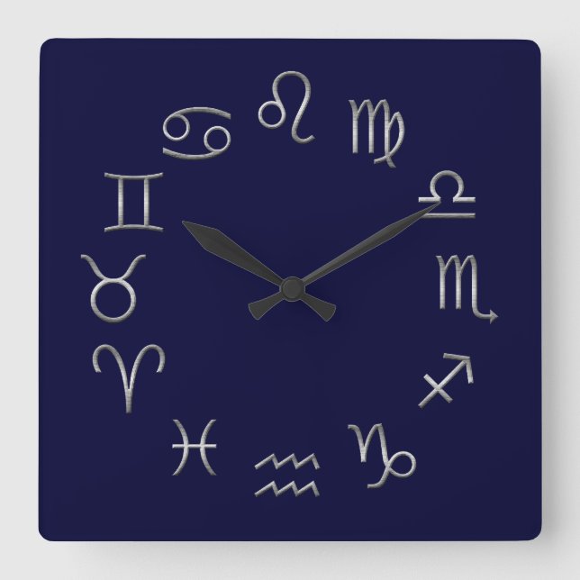 Zodiakalzeit Quadratische Wanduhr (Vorderseite)
