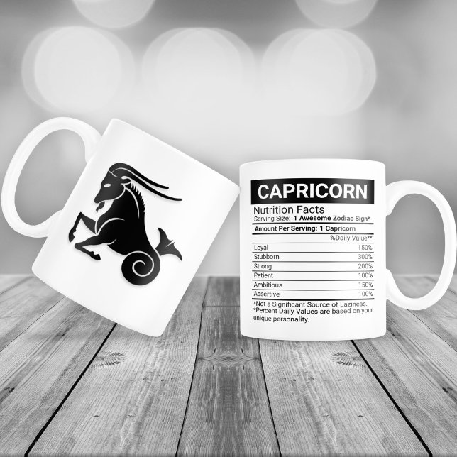 Zodiakszeichen von Capricorn mit Nährwertangaben, Jumbo-Tasse (Von Creator hochgeladen)
