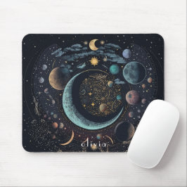 Zodiakzeichen Gold und Schwarz Mousepad