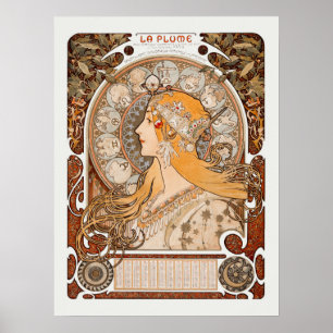 Zodiaque oder La Plume Alphonse Mucha Art Nouveau Poster