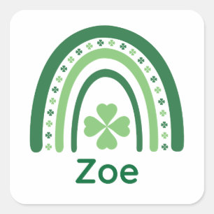 Zoe Name Clover Boho Regenbogen Quadratischer Aufkleber