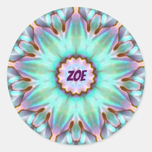 ZOE ~ Personalisierte Paua Muschel Sticker Fraktal (Vorderseite)