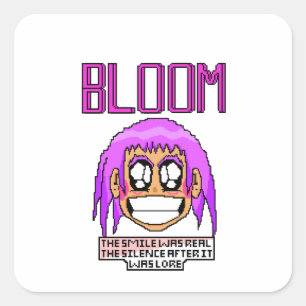 Zoe’s Lächeln — Handgefertigte Pixelkunst der Emot Quadratischer Aufkleber