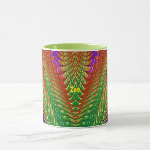 ZOE ~ Zany 3D ~ Grün, Rot, Orange und Lila Tasse
