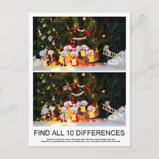 Zoekplaatje van 10 verschillen van de Kerstfubby's Postkarte