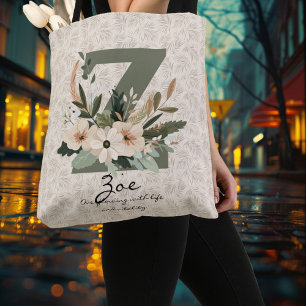 Zoes sprühende Vitalität - Boho-Floralmonogramm Tragetaschen Mit Langen Trägern