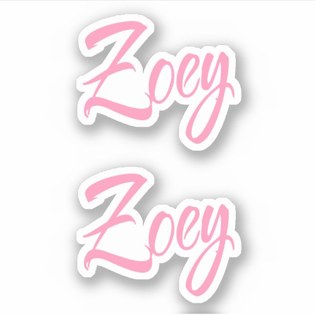 Zoey Decorative Name in Pink x2 Aufkleber (Vorderseite)