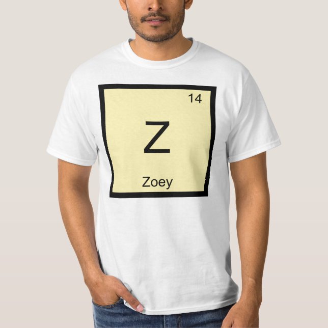 Zoey Name Chemistry Element Periodische Tabelle T-Shirt (Vorderseite)