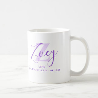 Zoey name meaning monogram Z purple Kaffeetasse