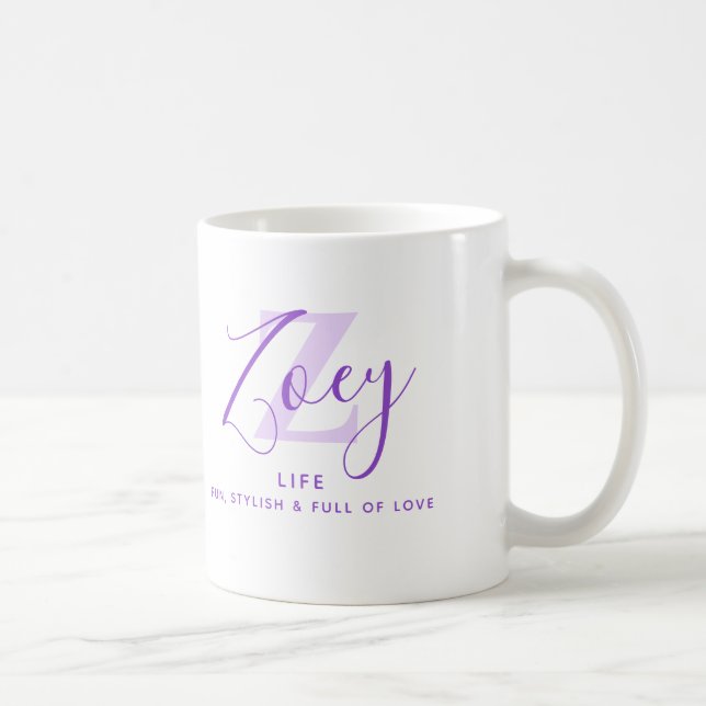 Zoey name meaning monogram Z purple Kaffeetasse (Rechts)