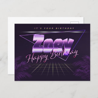 Zoey Name Vorname lila Postkarte Geburtstag