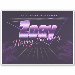 Zoey Name Vorname lila retro Sticker Geburtstag