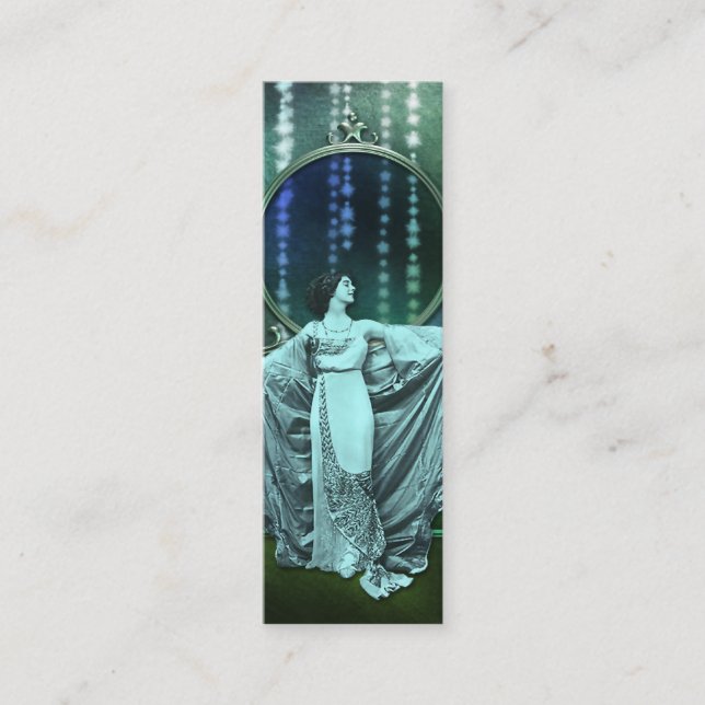 Zohara: Kunst-Deko-Frau im Aqua u. im Grün Mini Visitenkarte (Vorderseite)