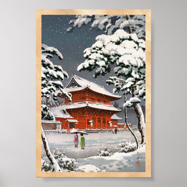 Zojoji Temple Snow Tsuchiya Koitsu Winterszene Poster (Vorne)