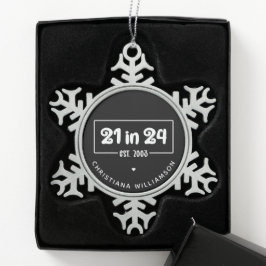 Zoll 21. Geburtstag 21 im 24. Est 2003 Geburtstag Schneeflocken Zinn-Ornament