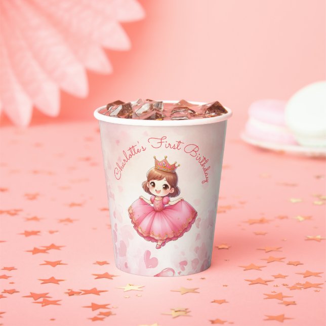 Zoll rosa Prinzessin Pappbecher (Insitu)