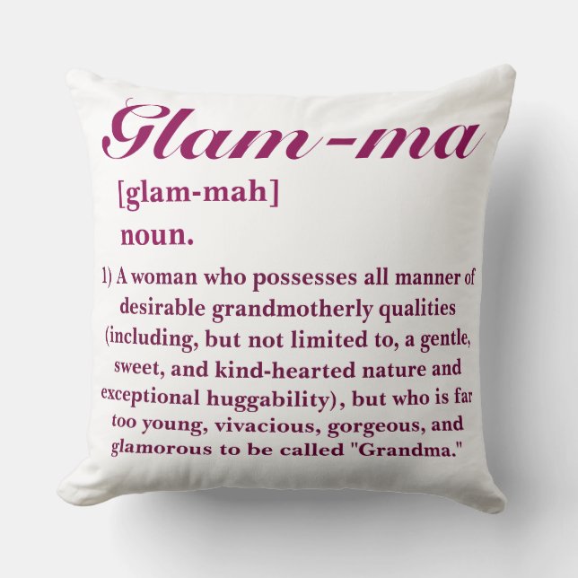 ZOLLBARE glamouröse Oma "Glam-ma" Kissen (Vorderseite)