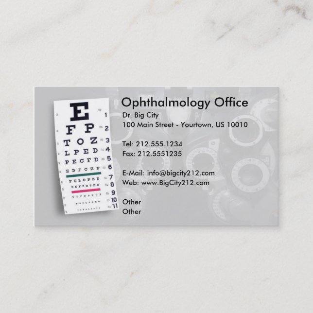 ZOLLBARE Ophthalmologie-Visitenkarte Terminkarte (Vorderseite)