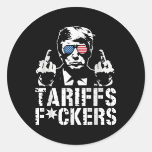 Zölle für Trump Middle Finger Runder Aufkleber