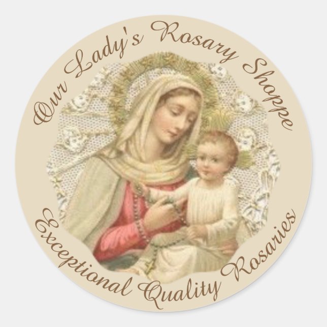 ZOLLEN SIE IHRE Dame des Rosary Baby Jesus Runder Aufkleber (Vorderseite)