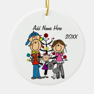 Zollfamilie 4 mit Hundeverzierung Keramik Ornament