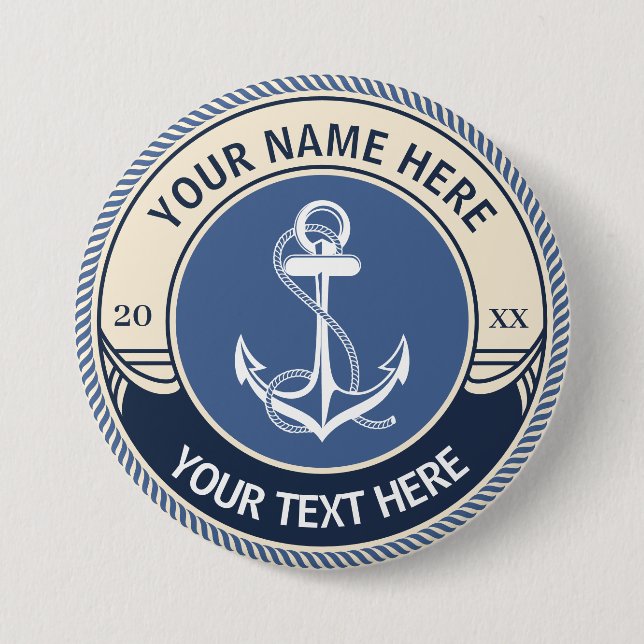 Zollfreie nautische Anker-Seil-Rahmen Button (Vorderseite)