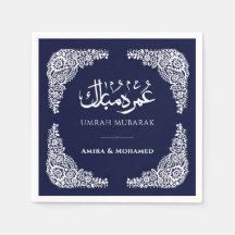 Zollfreie Navy Blau Umrah Mubarak Servietten Spitz