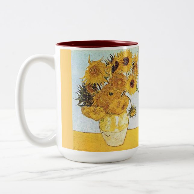 Zollfresser - Van Goghs Sonnenblumen Zweifarbige Tasse (Links)