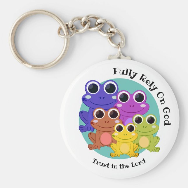 Zollfrösche setzen VOLLSTÄNDIG AUF GOT Christlich Schlüsselanhänger (Vorne)