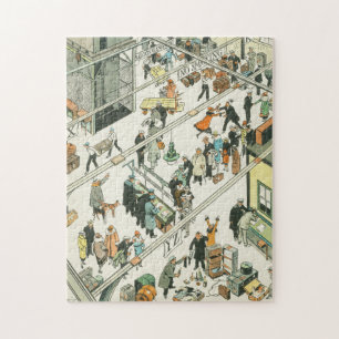 Zollkontrolle, lustiger Cartoon von Tony Sarg Puzzle