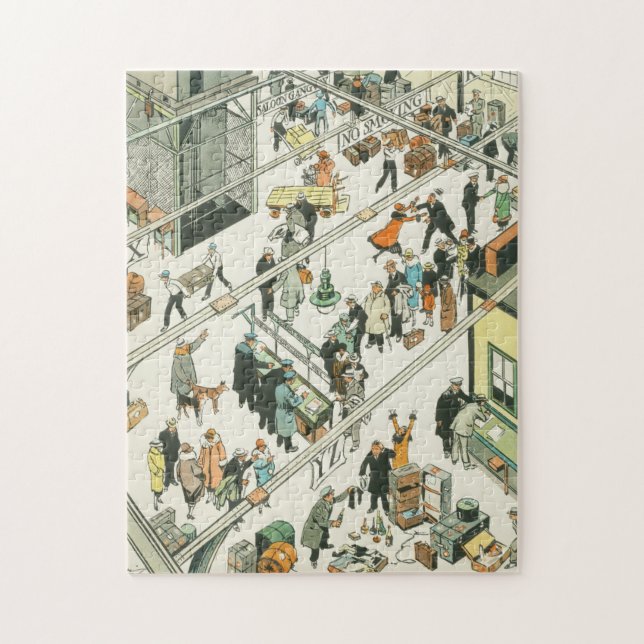 Zollkontrolle, lustiger Cartoon von Tony Sarg Puzzle (Vertikal)