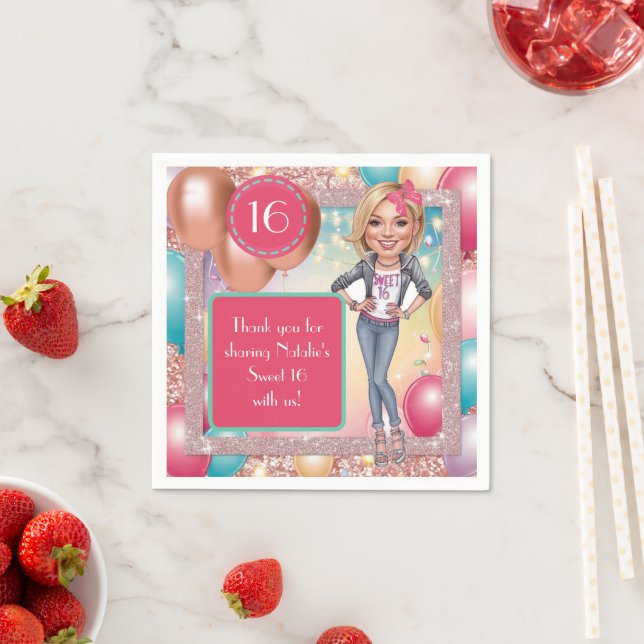 Zollname und Glitzer Süß 16 Serviette (Beispiel)