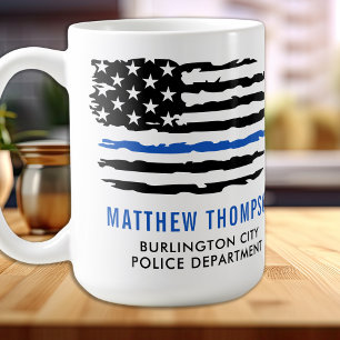 Zollpolizei Thin Blue Line American Flag Kaffeetasse