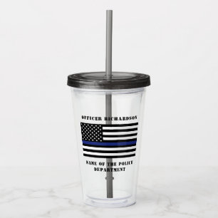 Zollpolizei Thin Blue Line Polizei Acryltrinkbecher