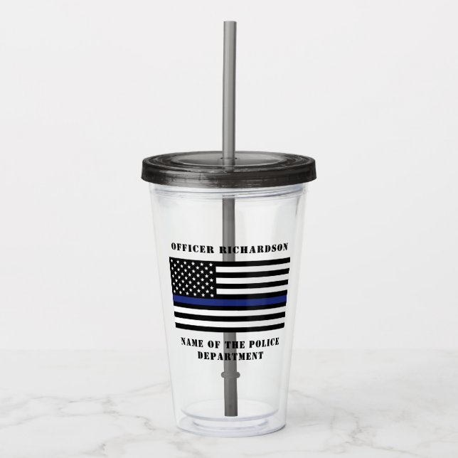 Zollpolizei Thin Blue Line Polizei Acryltrinkbecher (Vorderseite)