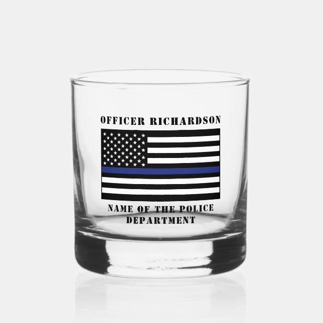 Zollpolizei Thin Blue Line Polizei Whiskyglas (Vorderseite)