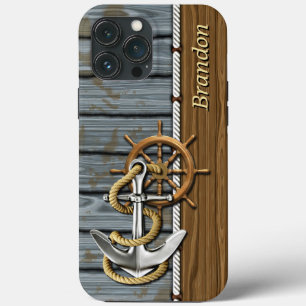 Zollrad mit Seil Schiffstaue Holz Muster iPhone Hülle