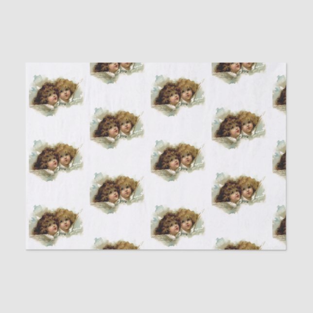 ZOLLREICHE WASSERFARBENFARBENANGELN - Zwirnpapier Seidenpapier (Vorderseite)