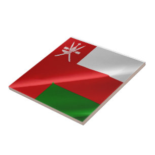 zOM002 waving Omani FLAG of Oman, Fliese