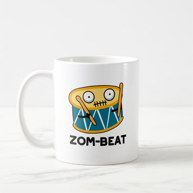 Zom beat Funny Halloween Zombie Drum Pun Kaffeetasse (Links)